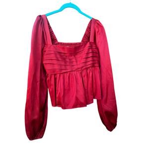 Abercrombie & Fitch, Emerson baby doll shiny
red satin long sleeve top small